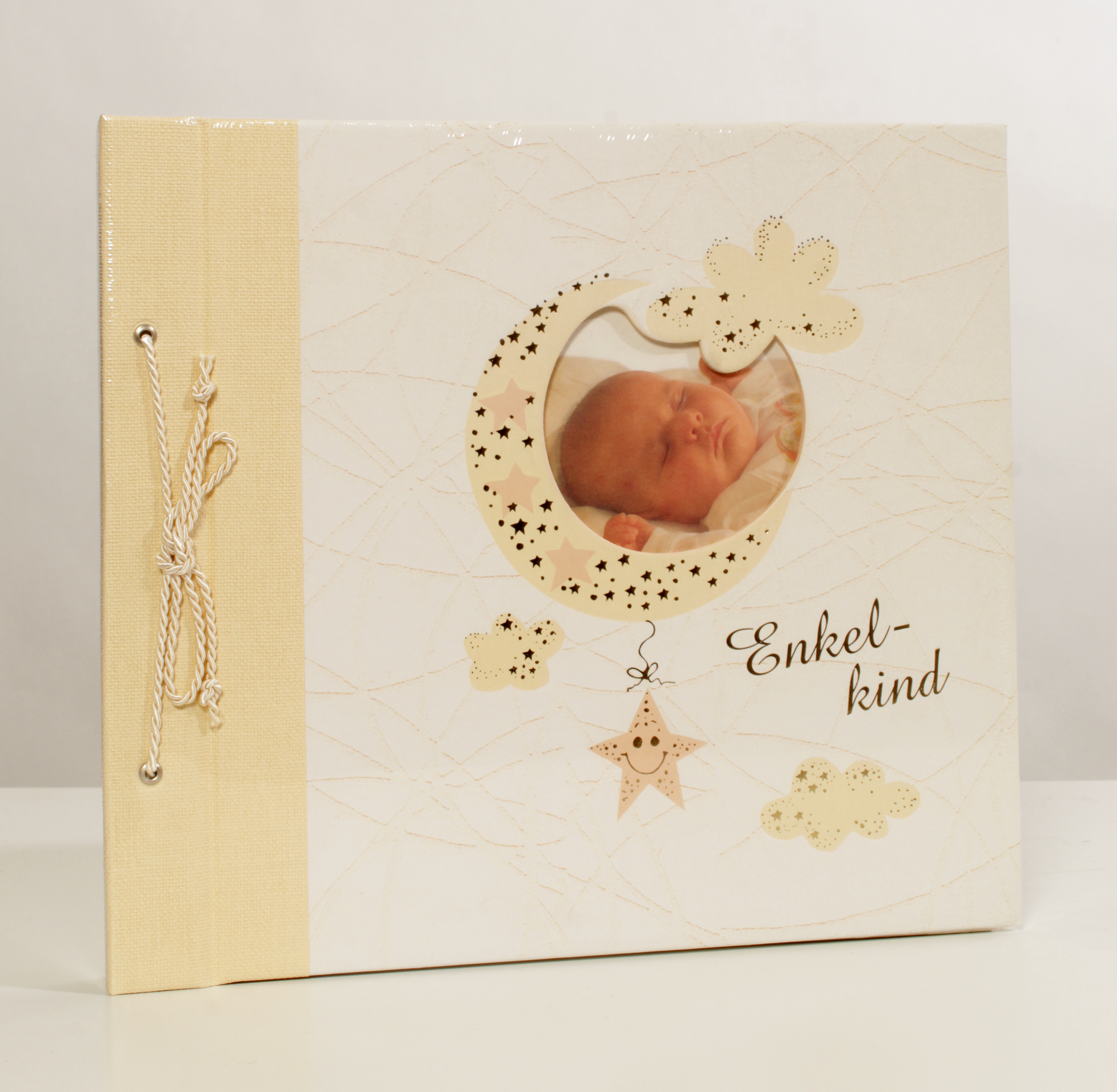 Fotoalbum Foto-Album für Babys "Enkelkind" 25x28 cm mit Fenster gelb gold Mond